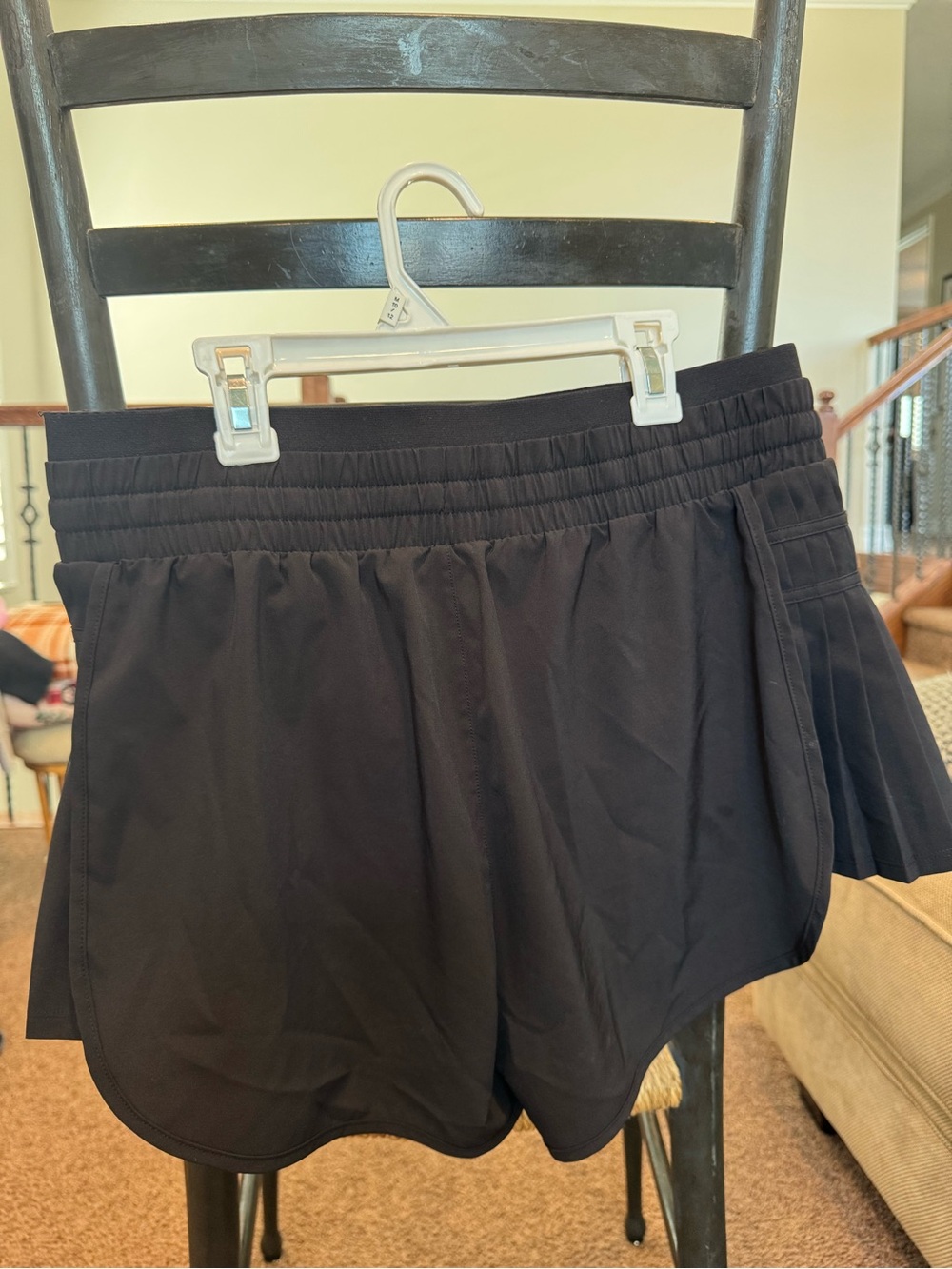 Black JOY LAB Women's Athletic Shorts with Drawstring Waist and Pleated Sides - Picture 2 of 4
